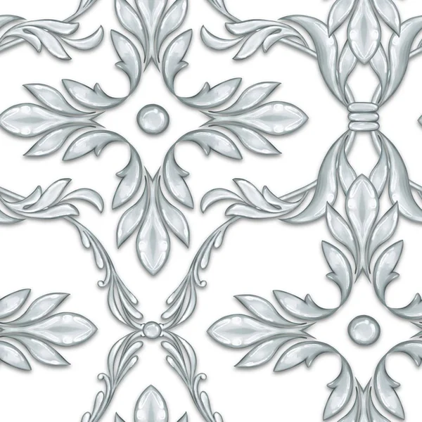 Seamless silver baroque pattern