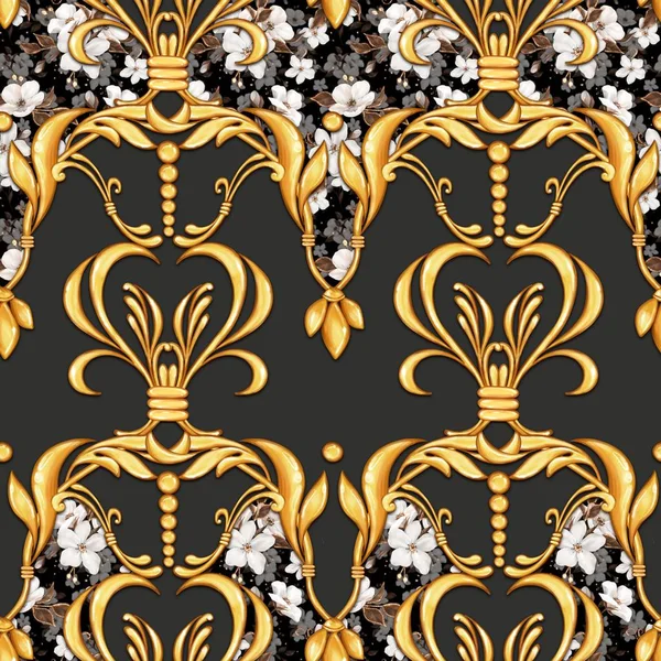 Seamless baroque pattern with flowers