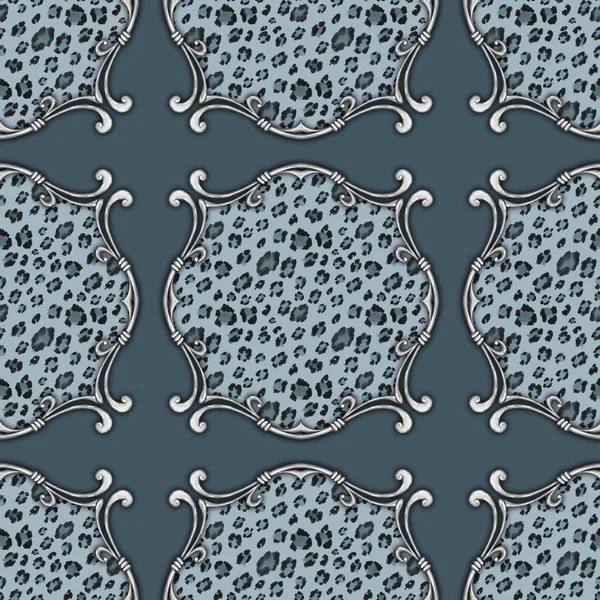 Seamless baroque pattern with leopard spots