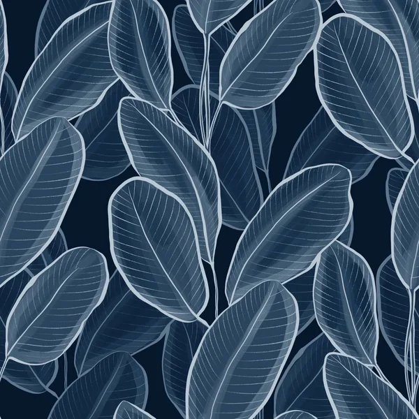Blue leaves seamless pattern
