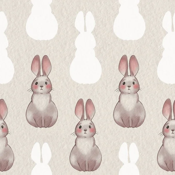 Cute cartoon rabbits. Seamless pattern