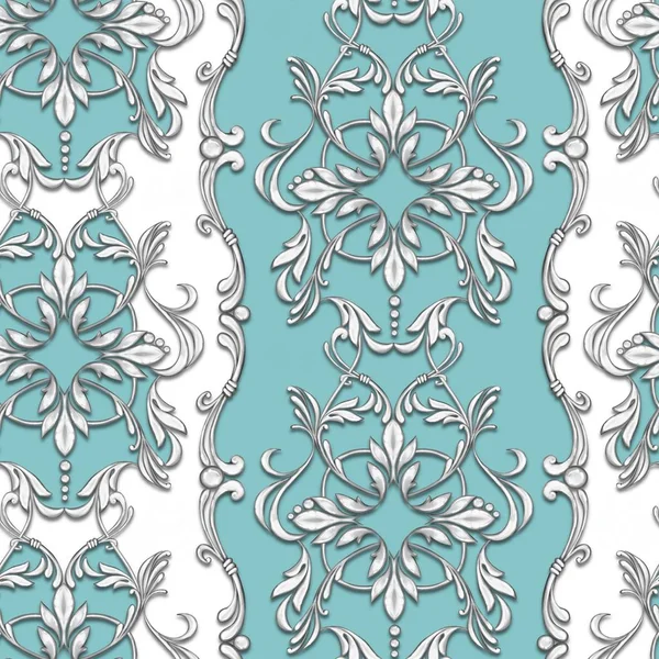 Seamless silver baroque pattern