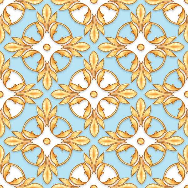 Seamless luxury pattern with abstract golden floral elements