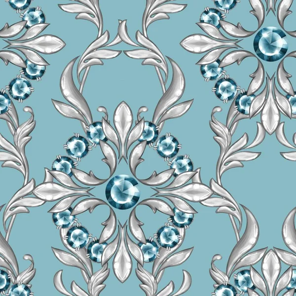Seamluxury pattern with blue gems