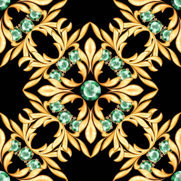 Seamless luxury pattern with emeralds