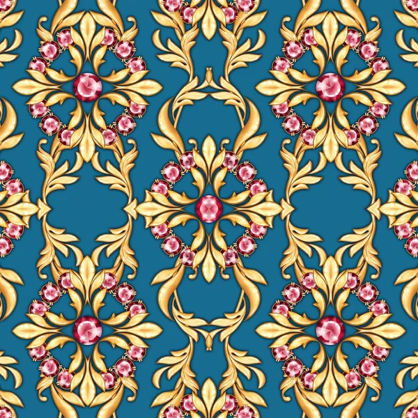 Seamless luxury pattern with ruby gems