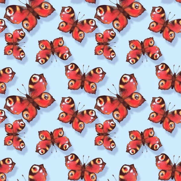 Seamless pattern with red butterflies