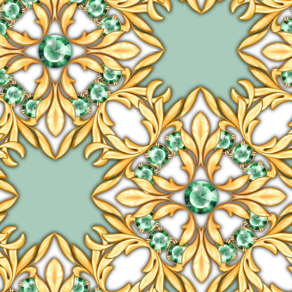 Seamless luxury pattern with emeralds
