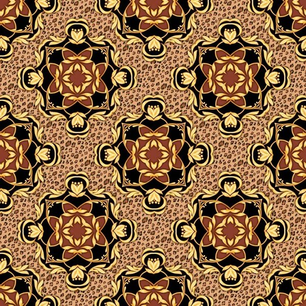 Seamless luxury pattern with golden scrolls