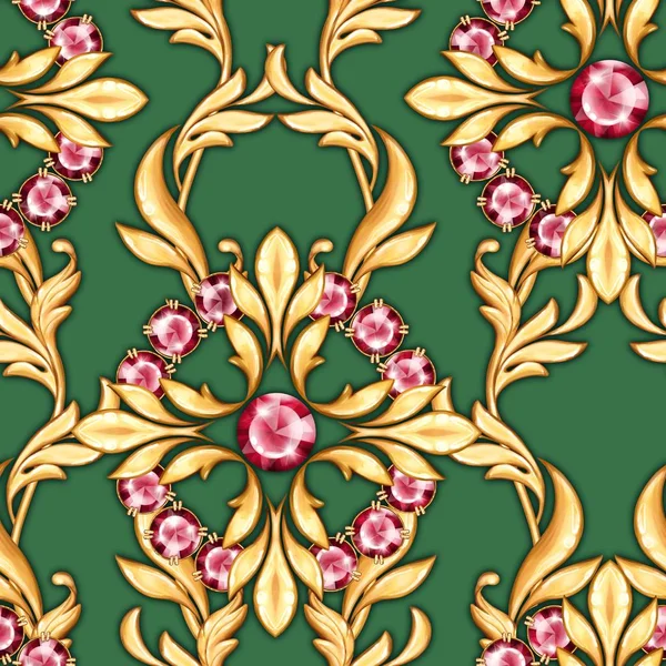 Seamless luxury pattern with ruby gems