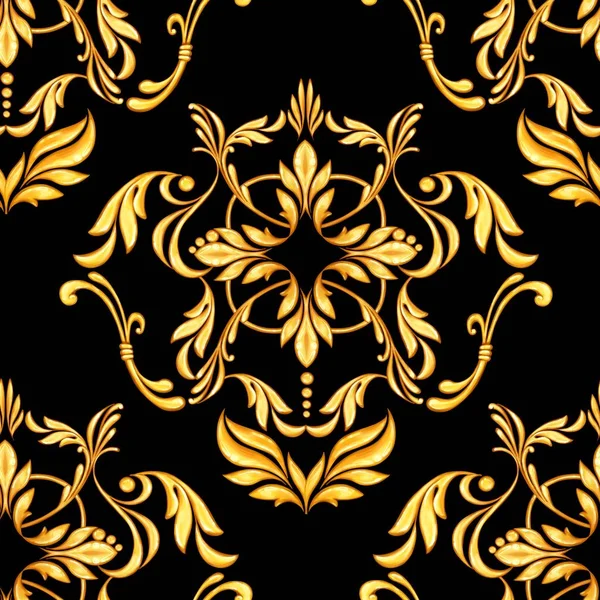 Seamless baroque pattern with golden scrolls