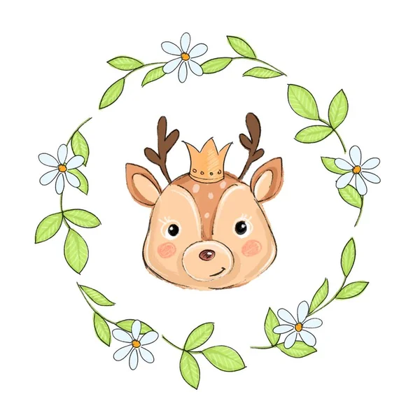 Cute baby deer cartoon illustration