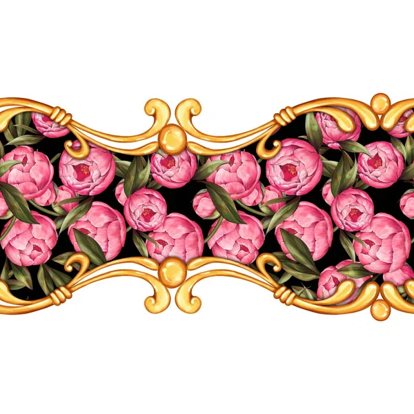 Şakayık ile dekoratif dikişsiz sınır