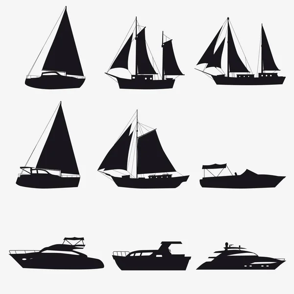 Super set vatten transport och sjötransporter i moderna tecknad designstil. Skepp, båt, fartyg, lastfartyg, kryssningsfartyg, yacht. Isolerade — Stock vektor