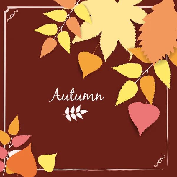 Hösten banner bakgrund med papper faller bladen, temlate, vektor, illustration, isolerade — Stock vektor