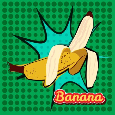 Muz noktası doku ile açıldı. Popüler sanat stil vektör çizim.