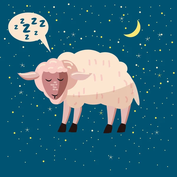 Симпатичные мультяшные овцы иллюстрация, вектор, изолированные, сладкие мечты векторные иллюстрации — стоковый вектор