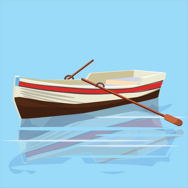 Лодка с веслами, отдых, путешествия, вектор, иллюстрация, изолированные — стоковый вектор
