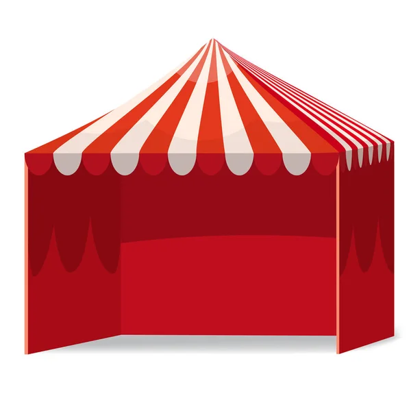 Stripped Promotional Outdoor Event Trade Show Pop-Up Red Tent Mobile Marquee. Mockup, Mock Up, Template. Illustration Isolated On White Background. Ready For Your Design. Product Advertising. Vector — Stock Vector