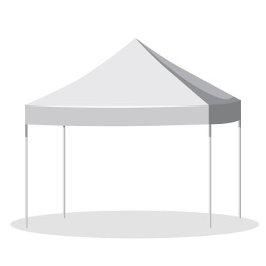 White canopy or tent, vector illustration. Promotional Outdoor Canoby Event Trade Show Pop-Up Tent Mobile Marquee. Mockup for your design. clipart