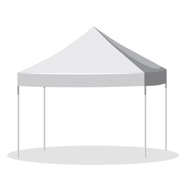 Canopy blanco o tienda, ilustración del vector. Promocional al aire libre Canoby evento feria pop-up tienda carpa móvil. Burla para su diseño . — Vector de stock