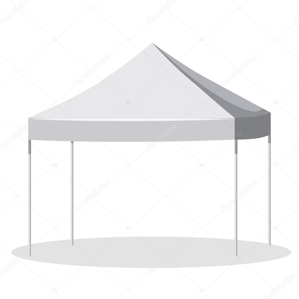 White canopy or tent, vector illustration. Promotional Outdoor Canoby Event Trade Show Pop-Up Tent Mobile Marquee. Mockup for your design.
