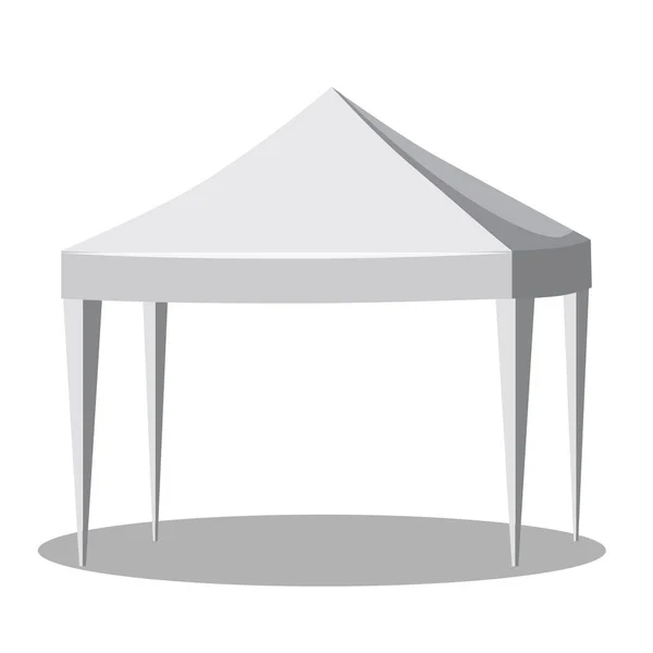 Белый навес или палатка, векторная иллюстрация. Торговая ярмарка Canoby под открытым небом Pop-Up Tent Mobile Marquee. Макет для вашего дизайна . — стоковый вектор
