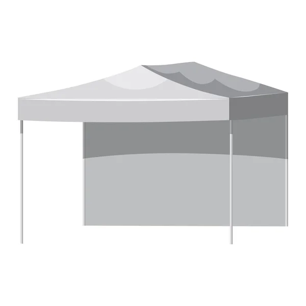 Vitt tak eller tält, vektorillustration. Marknadsföringsevenemang utomhus Canoby handel Visa popup-tält mobila markeringsram. Mockup för din design. — Stock vektor