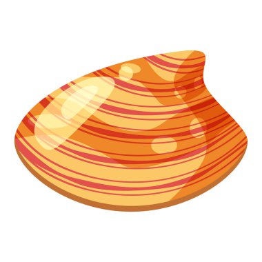 Sevimli parlak çizgi seashell simgesi. Beyaz arka plan üzerinde izole renkli kabuklu deniz ürünleri sembolü. Karikatür tarzı. Vektör çizim.