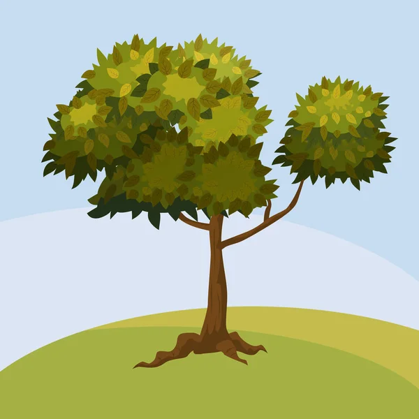 Träd, tecknad stil, isolerad för spel och applikationer, design. Vektorgrafik — Stock vektor