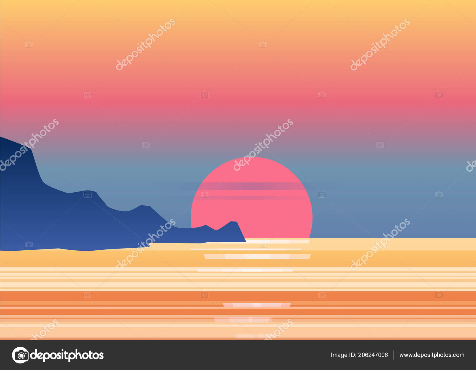 サンセット オーシア 海 山 太陽 夜の風景 サンセット 夕暮れ