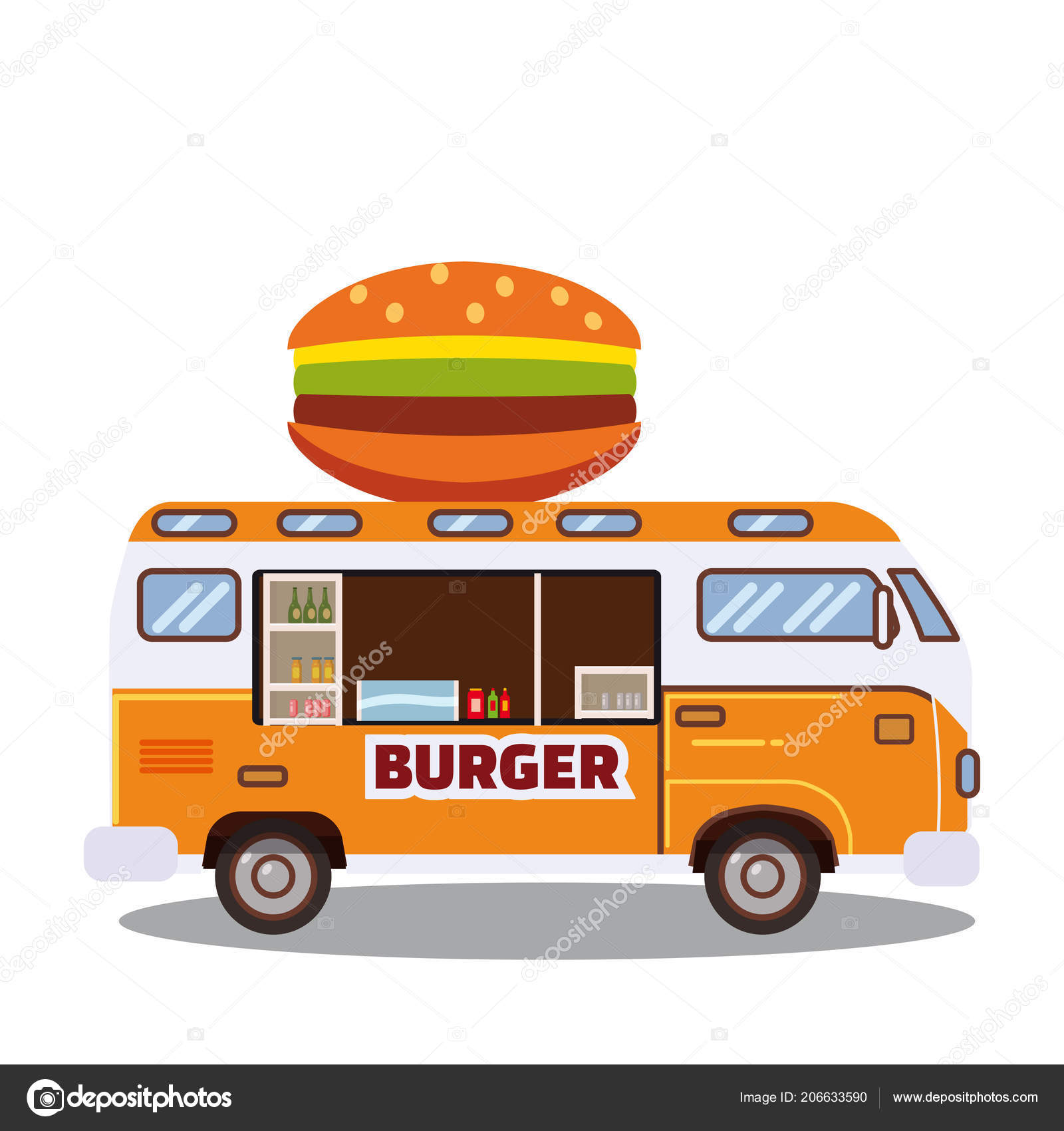 Street Food Truck Van Fast Food Delivery Fast Food Car