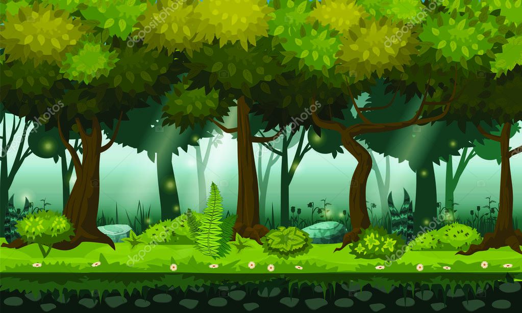 Cartoon illustration of background forest (en inglés). Bosques