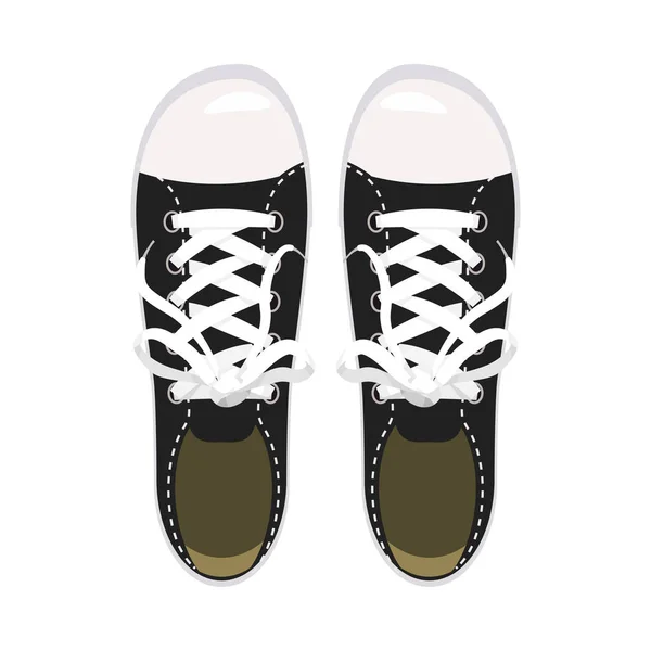 Chaussures de sport, chaussures de gym, keds, couleurs noires, pour le sport et dans la vie quotidienne, mode, vecteur, illustration, isolé — Image vectorielle