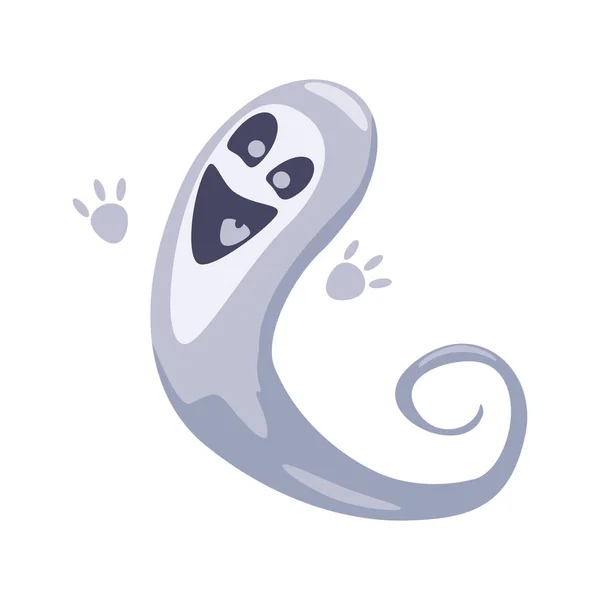 Fantasma sorrindo, feriado Halloween, personagem halloween, atributo, ícone, vetor, ilustração, isolado, estilo de desenho animado — Vetor de Stock