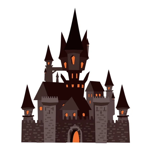 Black Castle abandoned, holiday Halloween, character, attribute, icon, vector, illustration, isolated, cartoon styyle