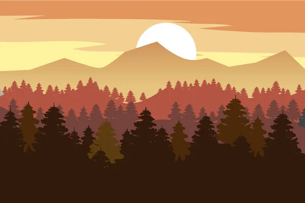 Forest, mountains, silhouettes of pine trees, firs, panorama, horizon, vector, illustration, isolated — Stock Illustration Forest, mountains, silhouettes of pine trees, firs, panorama, horizon, vector, illustration, isolated Royalty Free Stock Illustrations