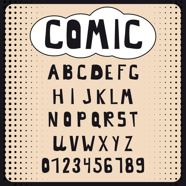 Comic-Zeichentrickbuchstabensatz. Buchstaben, Zahlen für Webseiten, Comics, Banner. Vektor, isoliert — Stockvektor