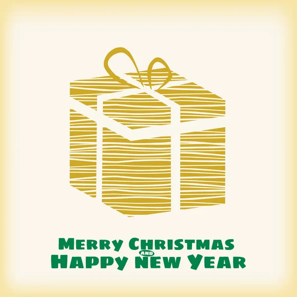 Crăciun fericit și Anul Nou, cutie cadou stilizat, vector, șablon, felicitare, banner, izolat, stil desene animate — Vector de stoc