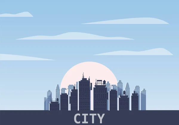 Día del paisaje urbano. Ciudad moderna horizonte panorámica vector de fondo. Torre de la ciudad urbana rascacielos skyline ilustración, aislado, ilustración — Archivo Imágenes Vectoriales