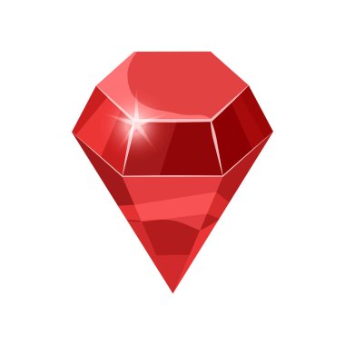 Parlak, parlayan beyaz arka plan üzerinde karikatür tarzı, izole redcolor elmas illüstrasyon vektör