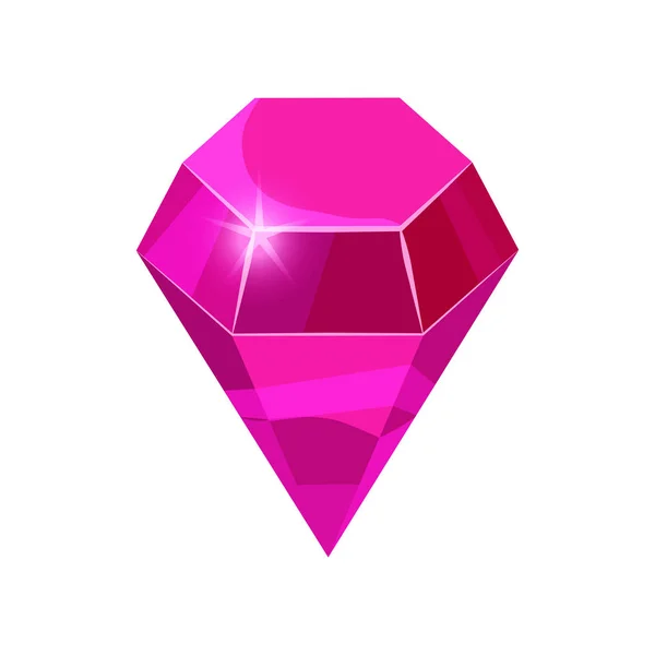 Diamond mousserend, glanzend roze kleur geïsoleerd op een witte achtergrond, cartoon stijl, vector illustratie — Stockvector