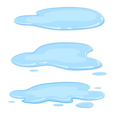 Set puddle, liquid, vector, cartoon style, isolated, illustration, on a white background clipart