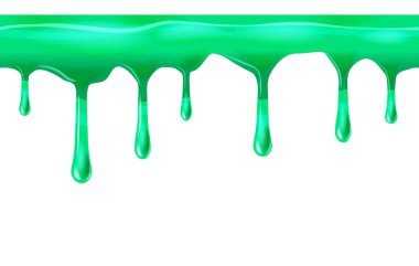 Sorunsuz yeşil, dripps, sıvı damla ve sıçrama damlayan, beyaz, vektör ve illüstrasyon izole.