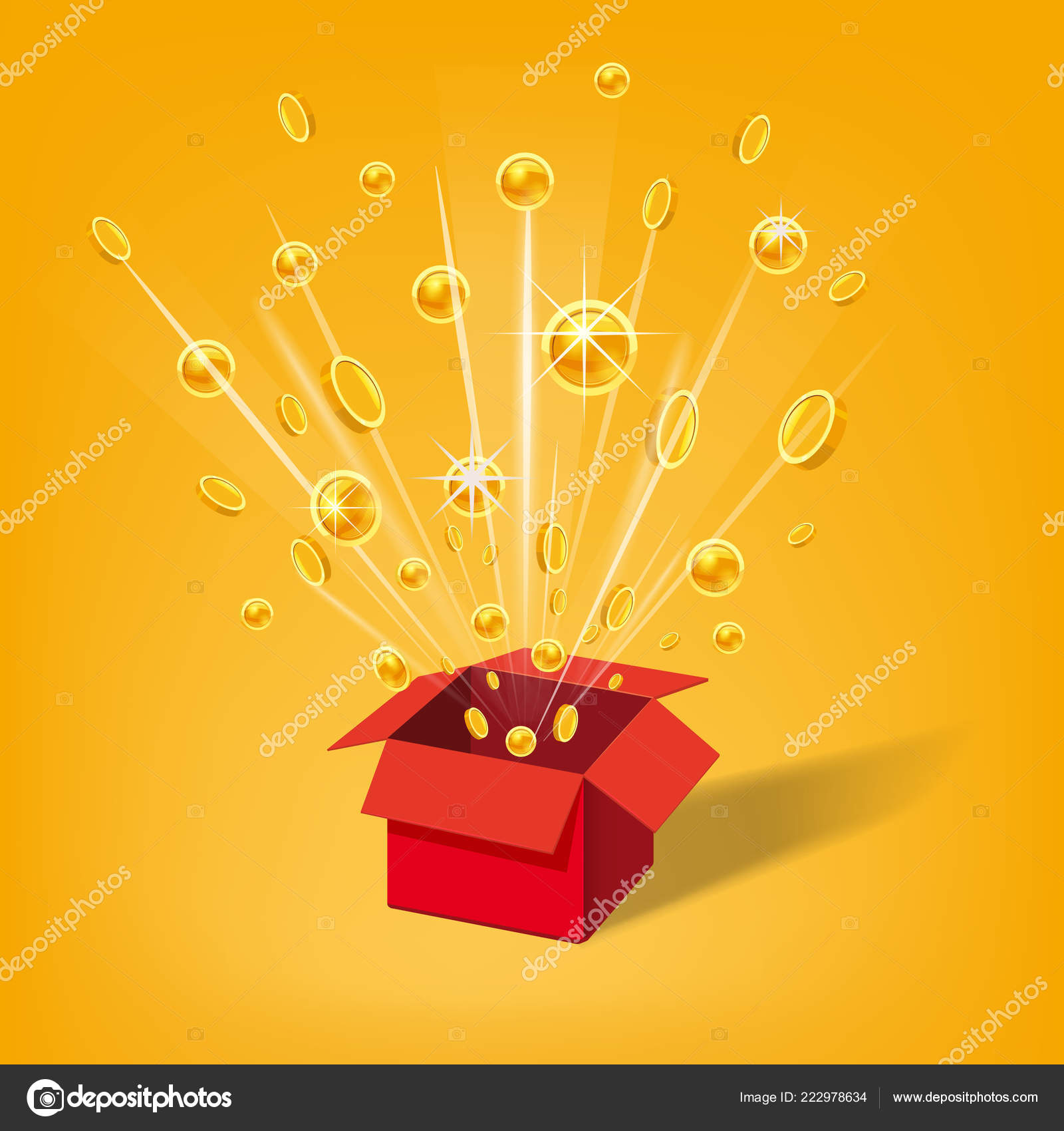 Open Red Gift Box and Coins. Christmas and other Holidays, Present, Win  Background. Vector Illustration. Cartoon style Stock Vector Image by  ©ValeriHadeev #222978634