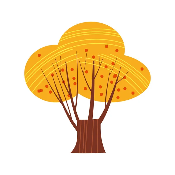 Colorido árbol de otoño. Dibujos animados amarillo, naranja, árbol de otoño rojo para el parque de la ciudad y el paisaje forestal vector de fondo aislado — Archivo Imágenes Vectoriales