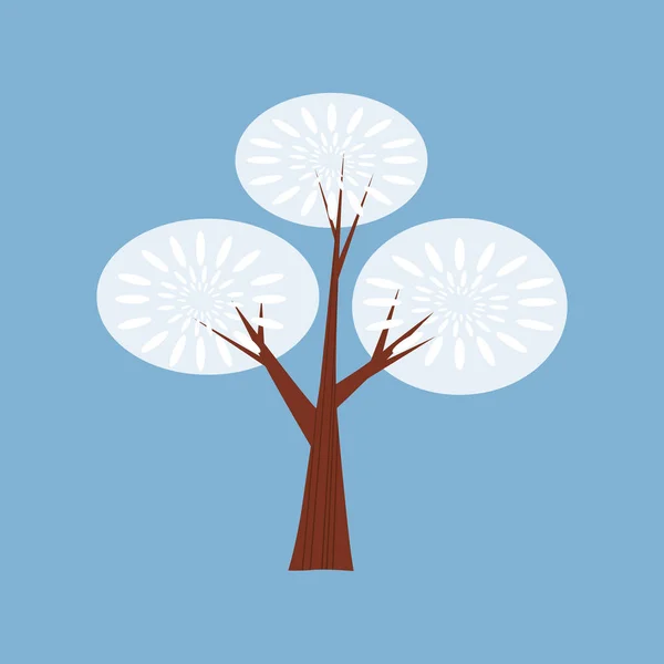 Árvore de inverno decorar estilizado, neve, nu. Vetor, estilo cartoon, isolado — Vetor de Stock