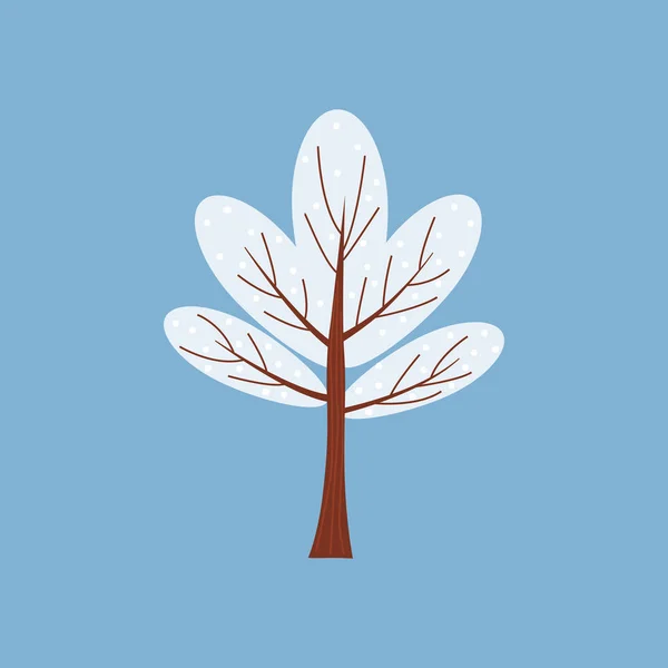 Árbol de invierno decorar estilizado, nieve, desnudo. Vector, estilo de dibujos animados, aislado — Archivo Imágenes Vectoriales