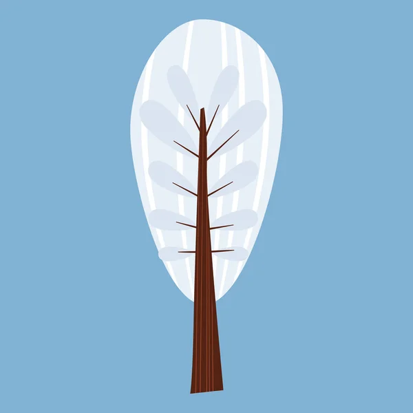 Winter boom versieren gestileerde, sneeuw, naakte. Vector, cartoon stijl, geïsoleerd — Stockvector