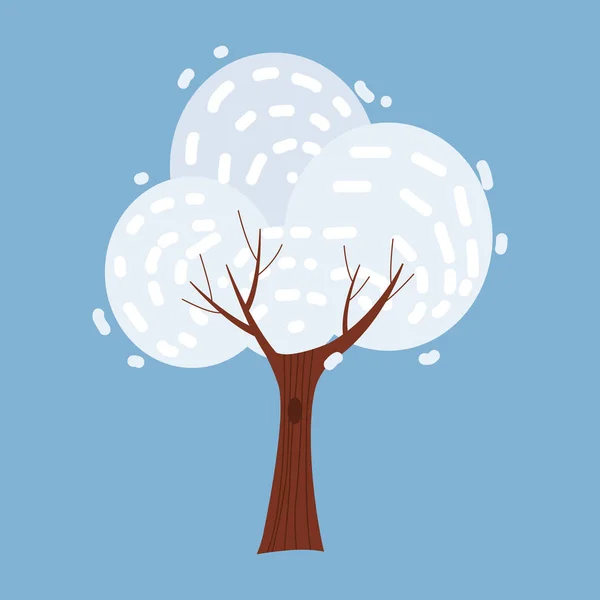 Árbol de invierno decorar estilizado, nieve, desnudo. Vector, estilo de dibujos animados, aislado — Archivo Imágenes Vectoriales